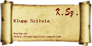 Klupp Szilvia névjegykártya